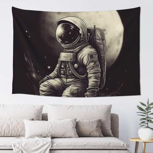 Adanti Moon Astronaut Print Tapestry Decorative Wall Soft W.