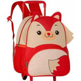 Mochila Escolar Infantil Pets Com Rodinhas Raposa Joaninha