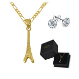 Dije Torre Eiffel París Oro Sólido 10k | Medalla + Cadena