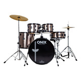 Bateria Nagano Onix Smart 22 Com Banco Pratos Completa Cor Deep Silver