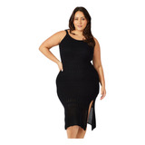 Moda Plus Size Vestido Fenda Leve Feminina Saida Praia 