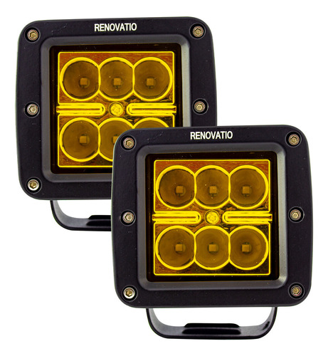 Set De 2 Faros 6 Leds Luz Fija Y Estrobo Amarillo Tunelight