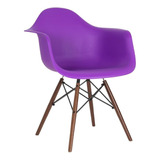 Cadeira Charles Eames Eiffel Braços Pés Madeira Escura Roxo