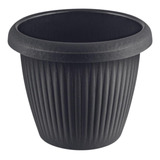 Vaso Flor Plástico Pequeno S/prato 1,4 L Moderno Decorativo Cor Preto Listrado