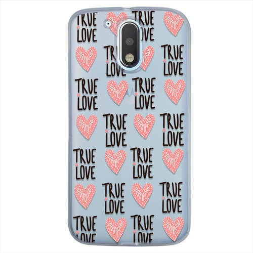 Funda Motorola Antigolpes Patrón De Corazones True Love