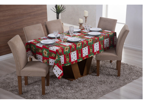 Toalha De Mesa Natalina 8 Lugares Retangular Christmas