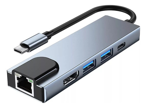 Adaptador Hub Tipo C 5 En 1 Gigabit Ethernet Hdmi Usb 3.0 Pd