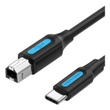 Cabo Usb C Impressora Usb B 2.0 Macbook Pc Dell 1m Vention Cor Preto