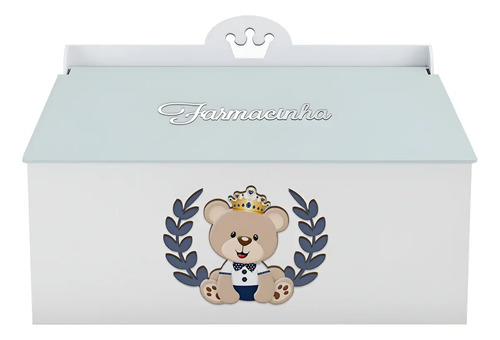 Farmacinha Kit Higiene Mdf Quarto Infantil Urso Coroa Menino
