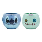 Juego De 2 Mini Tazas - Stitch Y Trapos- Set Tazas Mini