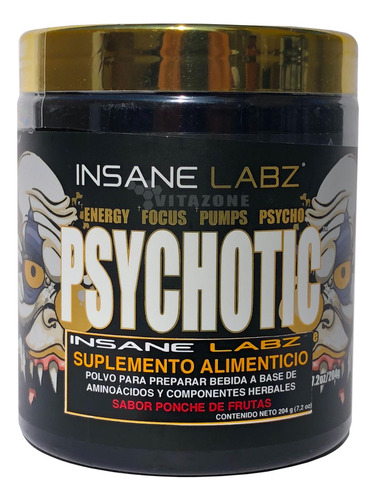 Psychotic Gold 204 Grs Fruit Punch 35 Serv. Insane Labz.