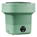 Mini Lavadora Portátil Cubeta Plegable Centrifugado Verde