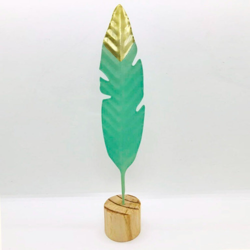 Adorno Decoración De Interior, Pluma Con Base De Madera