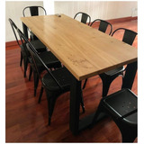 Mesa  Industrial Comedor Hierro Y Madera 180 X 100 