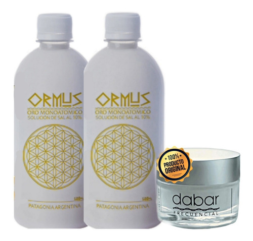 2 Ormus Oro Monoatómico 500ml + Crema Oro Dabar Frecuen 50ml