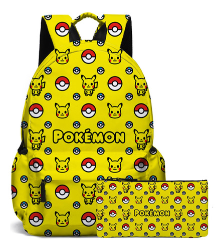 Mochila Escolar Con Patrón De Pokemon Pikachu