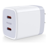 Bloque De Cargador Tipo C De 25 W, Cubo Usb C De Doble Puert