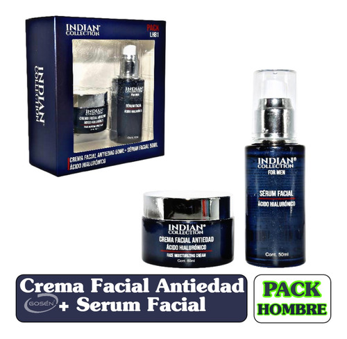 Pack Crema Facial Hombre Antiedad + Serum Acido Hialuronico