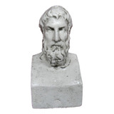 Busto Epicuro Estatua Filósofo Figura Cemento Sujeta Libros