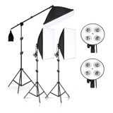 Kit Iluminação Estudio Softbox + Girafa + 2 Bocal Quadruplo