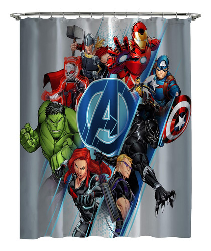 Marvel Avengers - Cortina De Ducha Montada Y Tela De Fácil C
