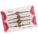 Set 4 Rakhis Señor Ganesha, Pavoreal, Krishna & Kalash