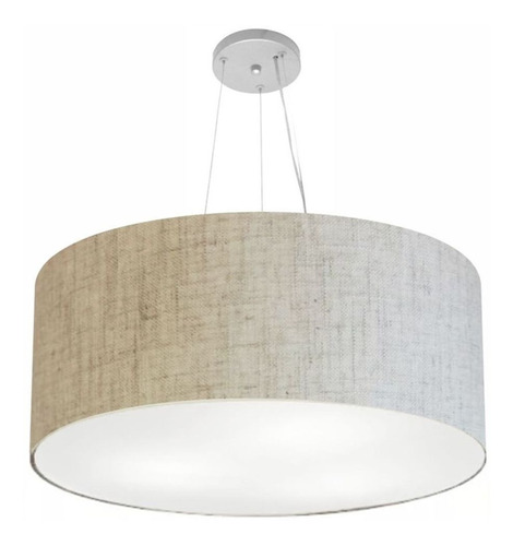 Lustre Pendente Redondo 4135 Cúpula Tec Ø70x30 Rustico Bege