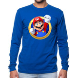 Polera Manga Larga Algodón Niños Mario Bros Puño