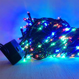 Cordão Led Luz Colorida Fio Verde 100 Leds - Cromus Natal