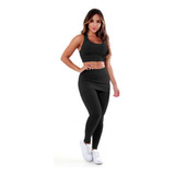 Conjunto Legging Saia Tapa Bumbum + Top Roupas Para Academia