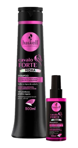 Kit Haskell Cavalo Forte Hidra Shampoo 500ml, Sérum 100ml