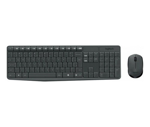 Combo Teclado E Mouse S/ Fio Logitech Mk235 Usb Abnt2 Preto