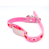 Chapita Pasador Gatos Rosa  + Collar Goma Love Rosa  