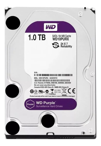 Hd Wd Purple Roxo 1tb P/ Dvr Intelbrás + Nf Garantia E Envio Imediato