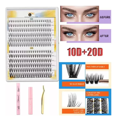 Kit De Extensiones De Pestañas Mixed Lash Cluster