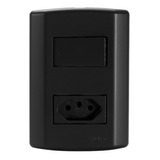 Interruptor Simples Com Tomada 10a Modular Preto Fosco 4x2