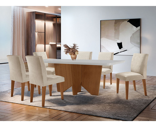 Conjunto Mesa Jantar Evora 180cm C/ 6 Cadeiras Grecia Rufato