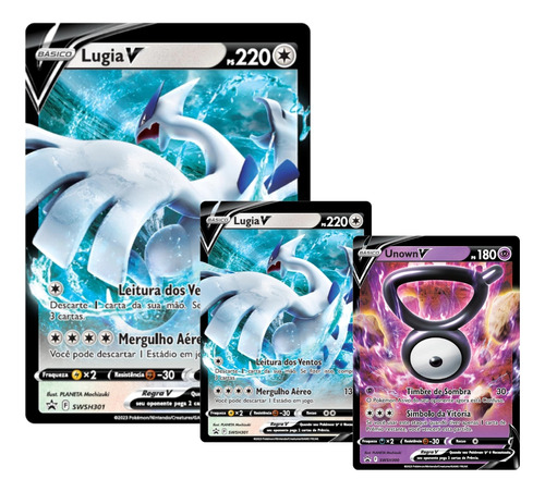 Kit Carta Pokémon Lugia V E Unown V Promo Realeza Absoluta 