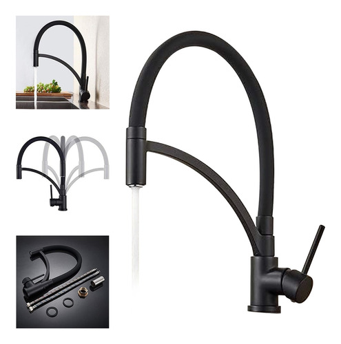 Llave Lavaplatos Agua Fria Y Caliente Cuello Goma 360 Negro