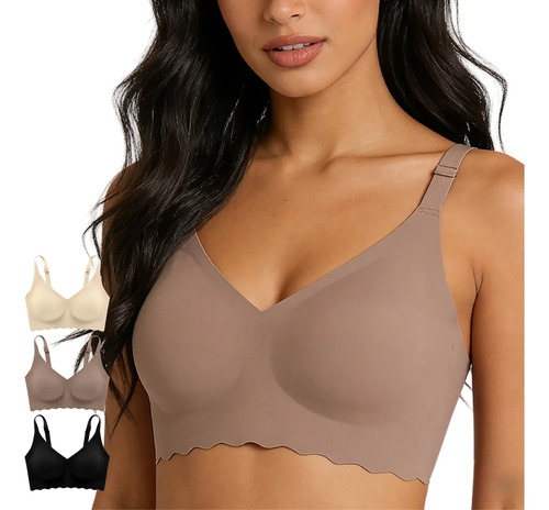 3 Pzs Sostén De Gelatina Sin Costuras, Cómodo Sostén Push-up | MercadoLibre