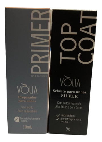 Kit Top Coat A Sua Escolha 9g + Primer 10ml Volia Para Unhas