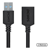 Cabo Usb Extensor Usb 3.0 2 Metros Cobre 28 Awg Preto Pcyes