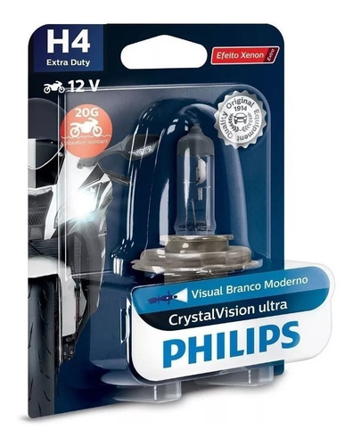 Lampada Farol Philips H4 35w35 4300k Honda Dafra Yamaha 