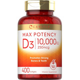 Vitamina D3 10,000iu Natural 400 Softgels Sabor Sin Sabor