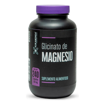 Glicinato de Magnesio con Vitaminas | 240 Cápsulas | Apoya Músculos, Nervios y Huesos | Contribuye a la Reducción de Cansancio y Fatiga | Favorece el Sueño Reparador | Dura 120 Días | Kukamonga | Meses sin interés