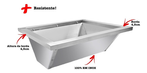 Braseiro De Embutir Em Inox Para Churrasqueiras 71 X 50 Cm