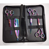 Kit Barbeiro 3 Tesouras Inox Cabelo Profissional+2 Pentes