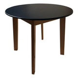 Mesa Comedor Redonda Diseño 90cm Madera Patas Eames Tapa Negro Patas Roble Miel