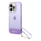 Funda Guess Strap Translucent Morado Para iPhone 15 Pro Max