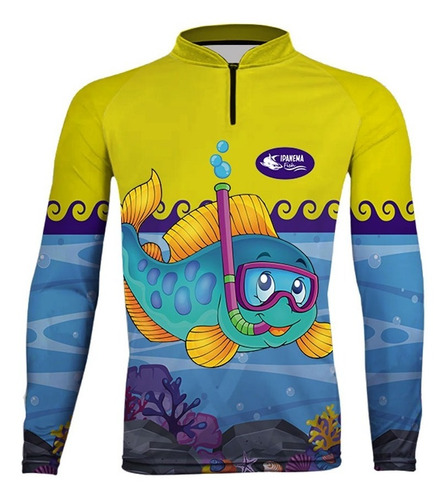 Camisa Infantil Uv 2 A 8 Prot. Uv 30+ Ipanema Fish Sol Praia